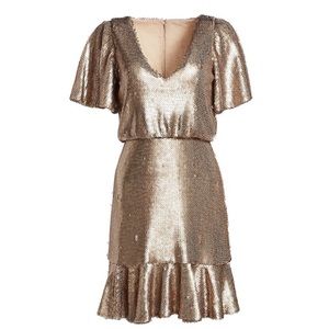 ML Monique Lhuillier Sequin Popover Dress